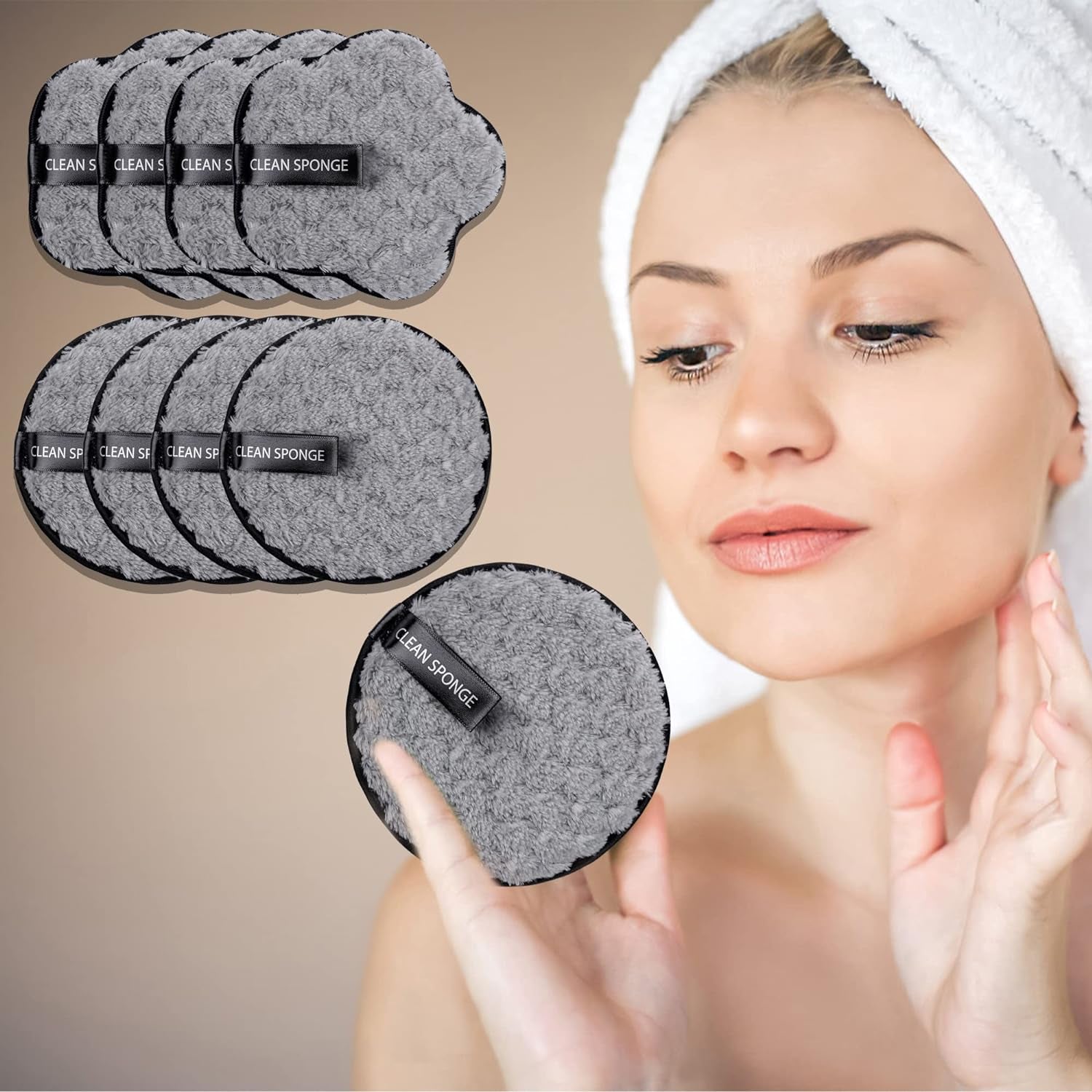 "8-Pack Magic Face Erasers: Wipe Away Makeup and Mess with These Soft Cotton Pads (Laundry Bag Included!)"