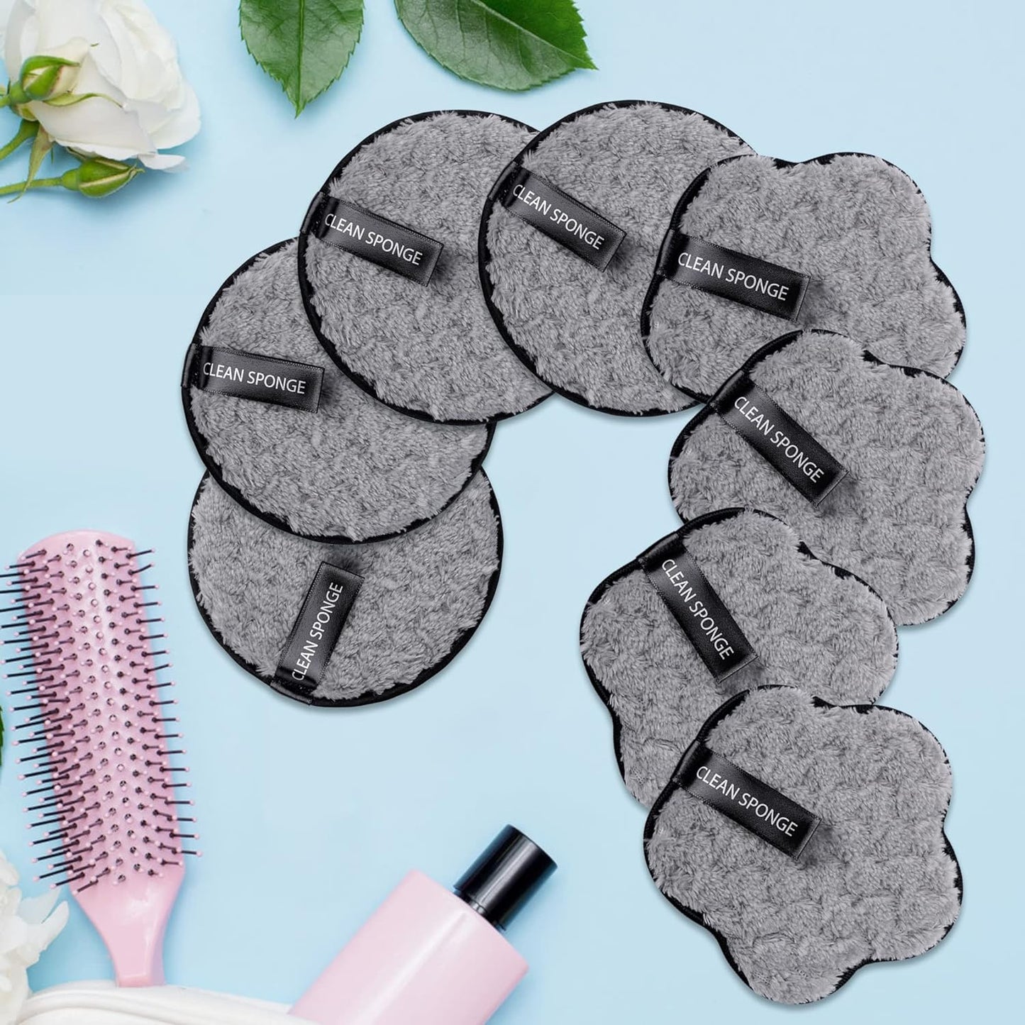 "8-Pack Magic Face Erasers: Wipe Away Makeup and Mess with These Soft Cotton Pads (Laundry Bag Included!)"